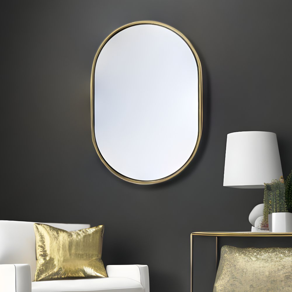 Gold Oval Accent Metal Mirror
