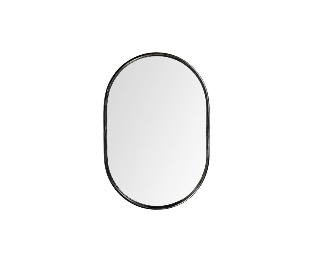 36" Black Oval Metal Framed Accent Mirror