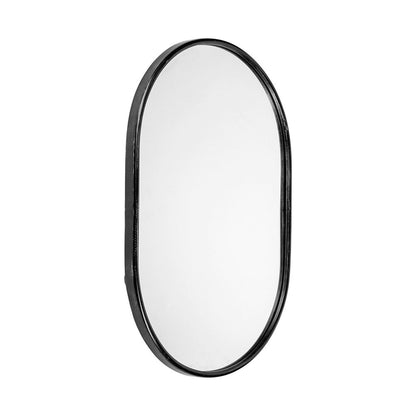 36" Black Oval Metal Framed Accent Mirror