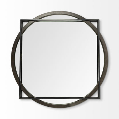 46" Black Abstract Metal Framed Accent Mirror