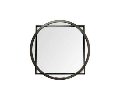 46" Black Abstract Metal Framed Accent Mirror