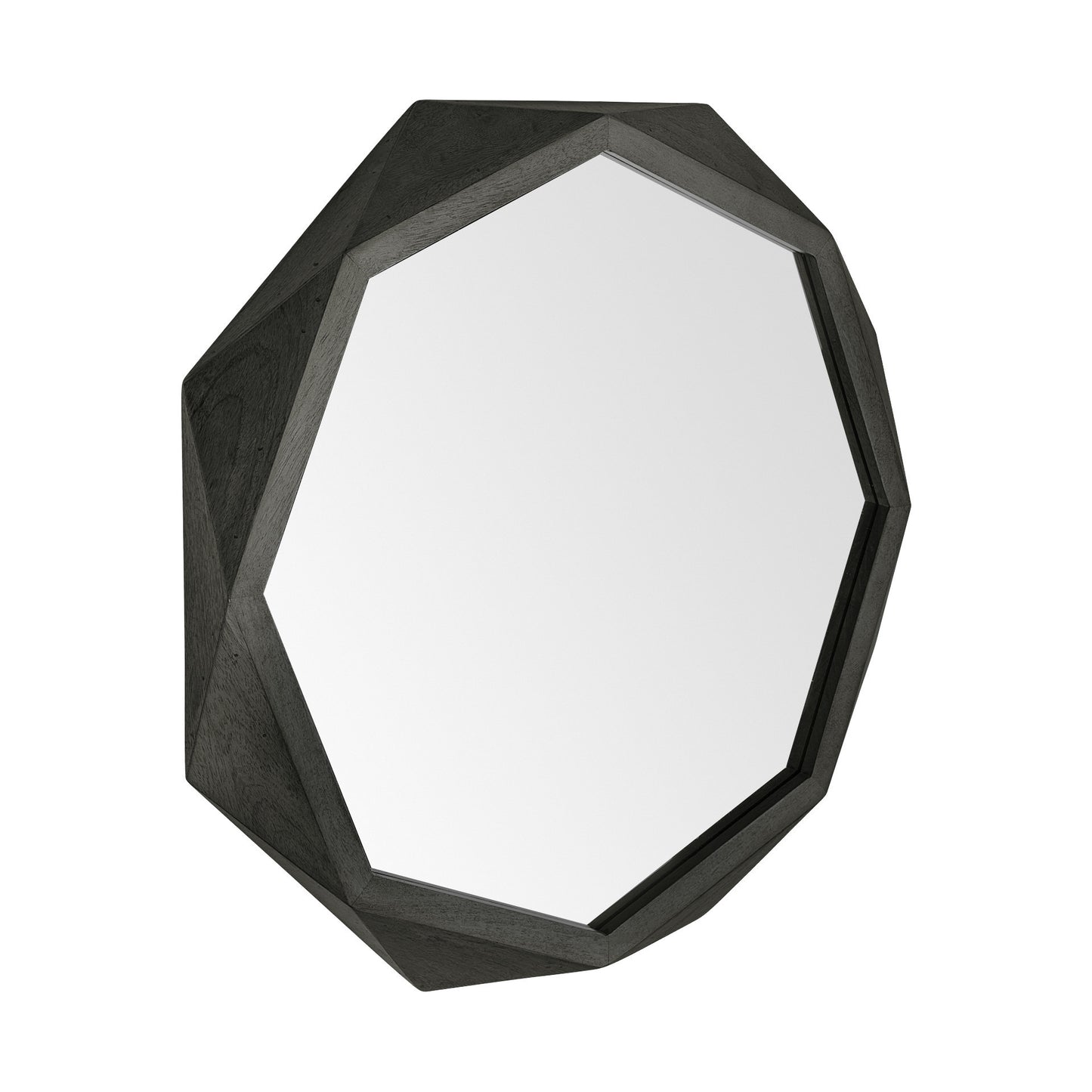 41" Octagon Black Wood Frame Wall Mirror