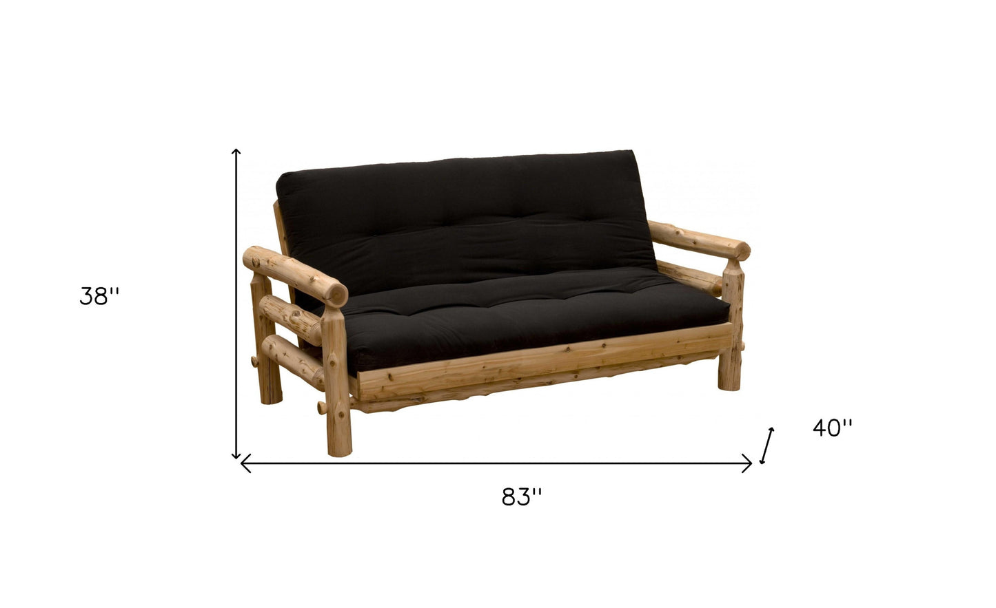 83" Black 100% Cotton Sleeper Sleeper Sofa With Wood Brown Legs