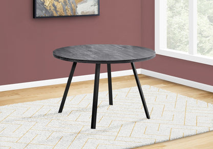 47" Gray And Black Rounded Metal Three Leg Base Dining Table