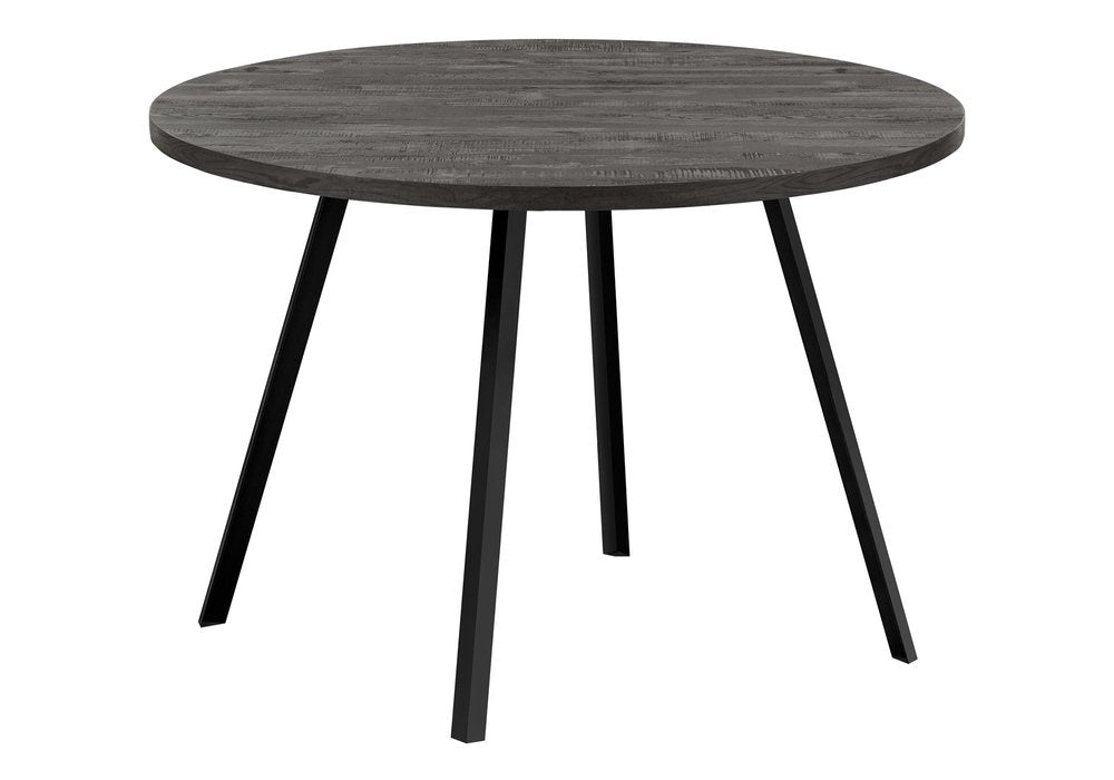 47" Gray And Black Rounded Metal Three Leg Base Dining Table