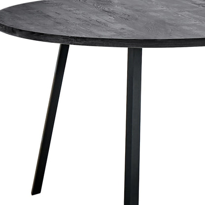 47" Gray And Black Rounded Metal Three Leg Base Dining Table