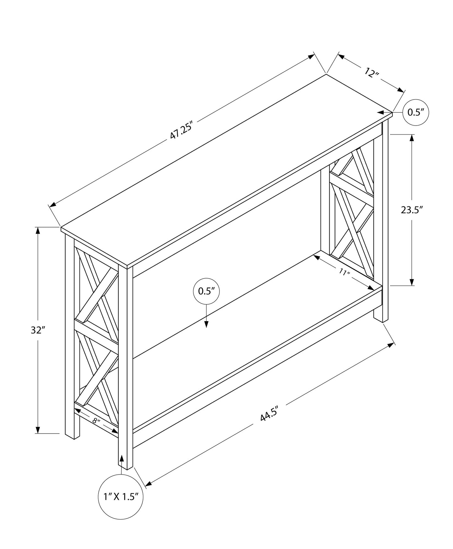 47" Espresso Console Table With Storage