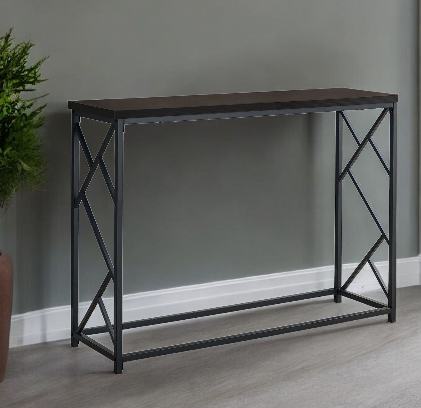 44" Brown And Black Frame Console Table