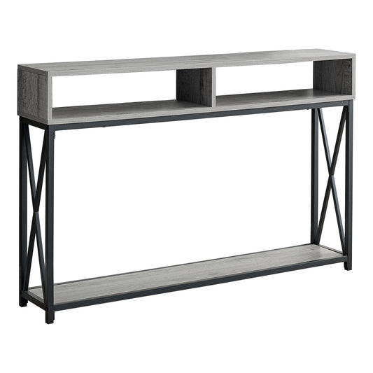 47" Gray And Black Frame Console Table With Storage