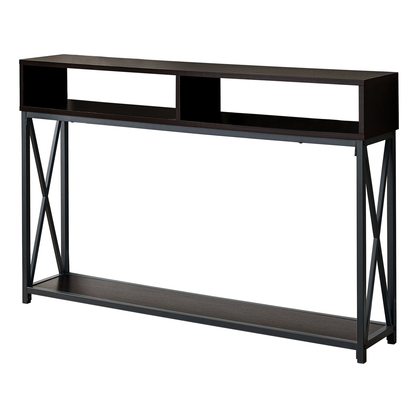 47" Brown And Black Frame Console Table With Storage