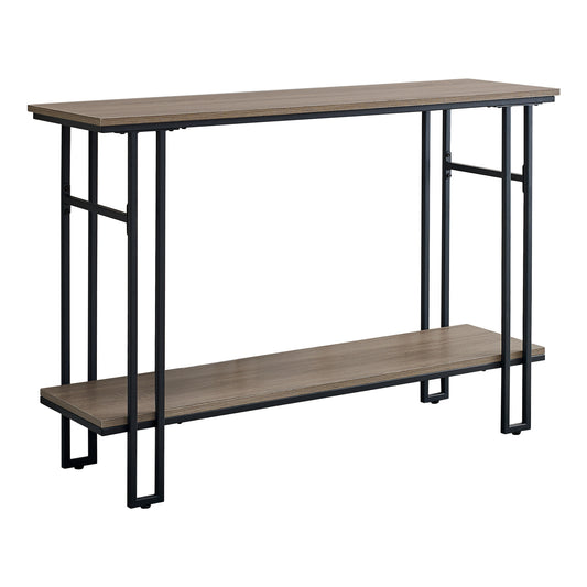 47" Gray and Black Frame Console Table With Shelves