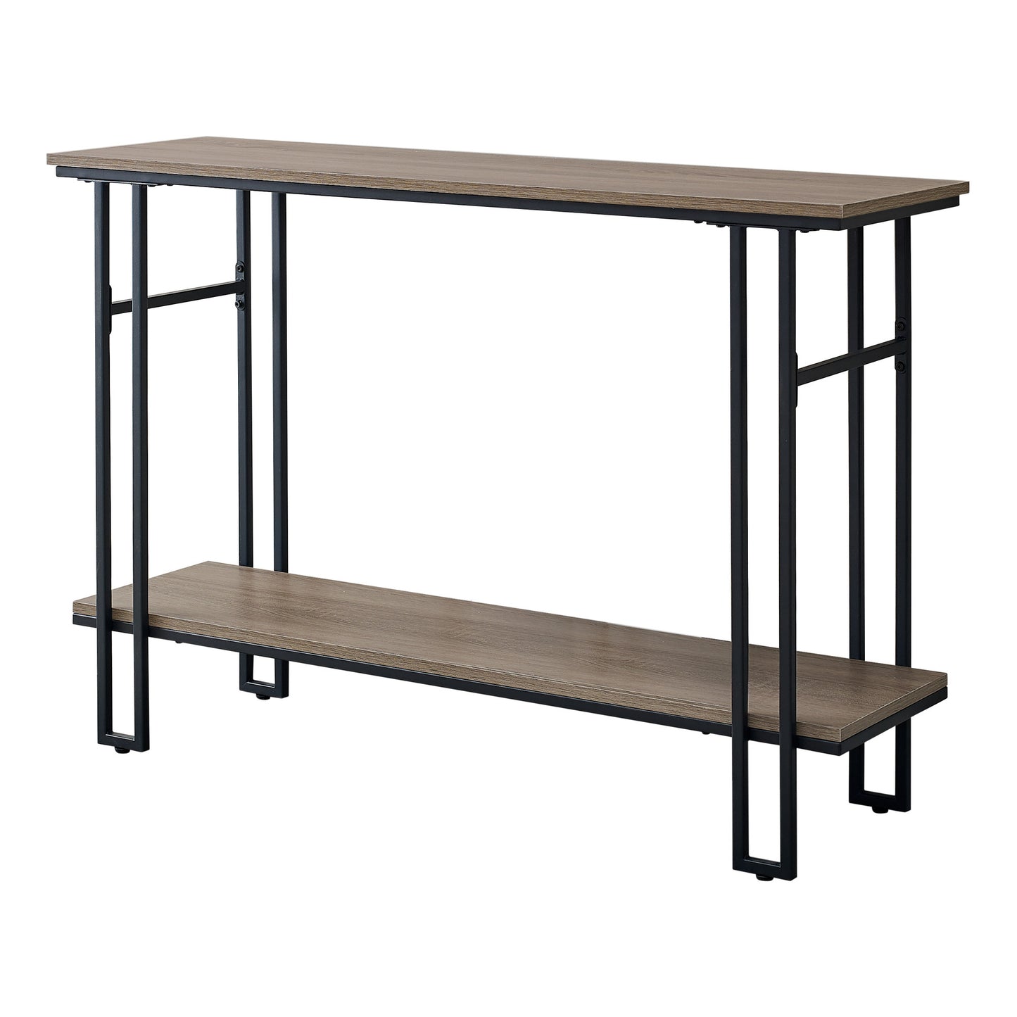 47" Gray and Black Frame Console Table With Shelves