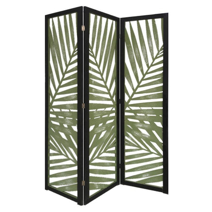 67" Green Solid Wood Panel Screen Room Divider