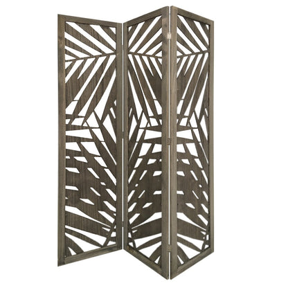67" Gray Solid Wood Panel Screen Room Divider