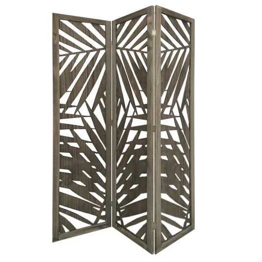 67" Gray Solid Wood Panel Screen Room Divider