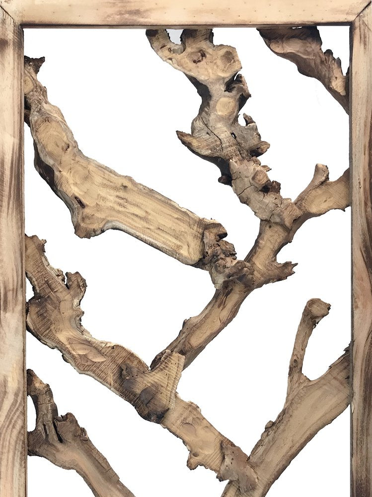 72" Brown Solid Wood Folding Three Panel Screen Room Divider