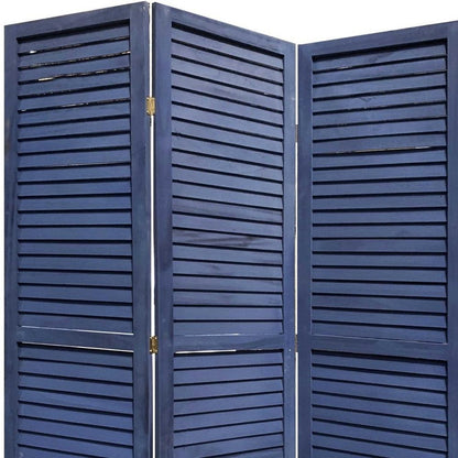 3 Panel Dark Blue Shutter Screen Room Divider
