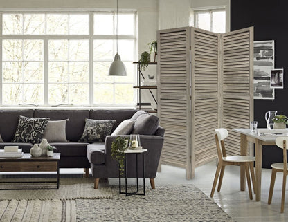 67" Gray Folding Three Panel Screen Room Divider