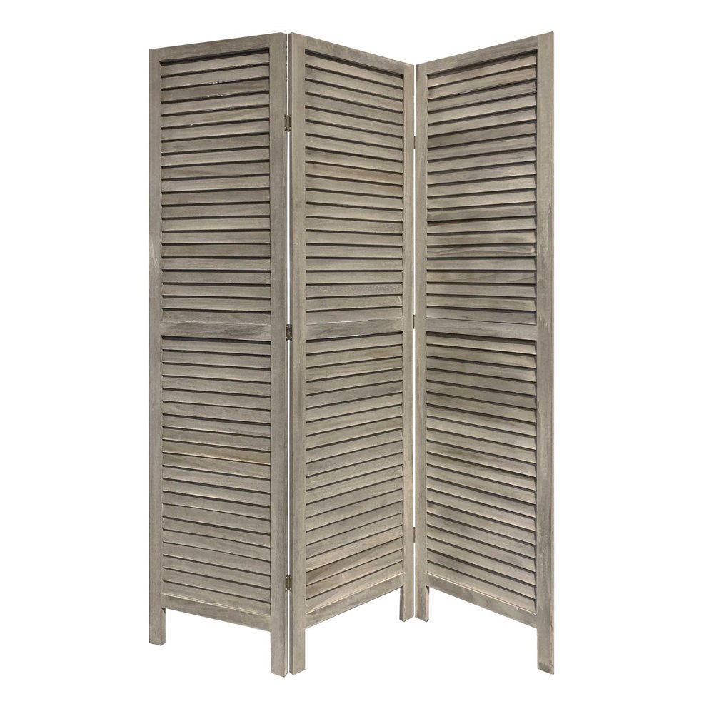 67" Gray Folding Three Panel Screen Room Divider