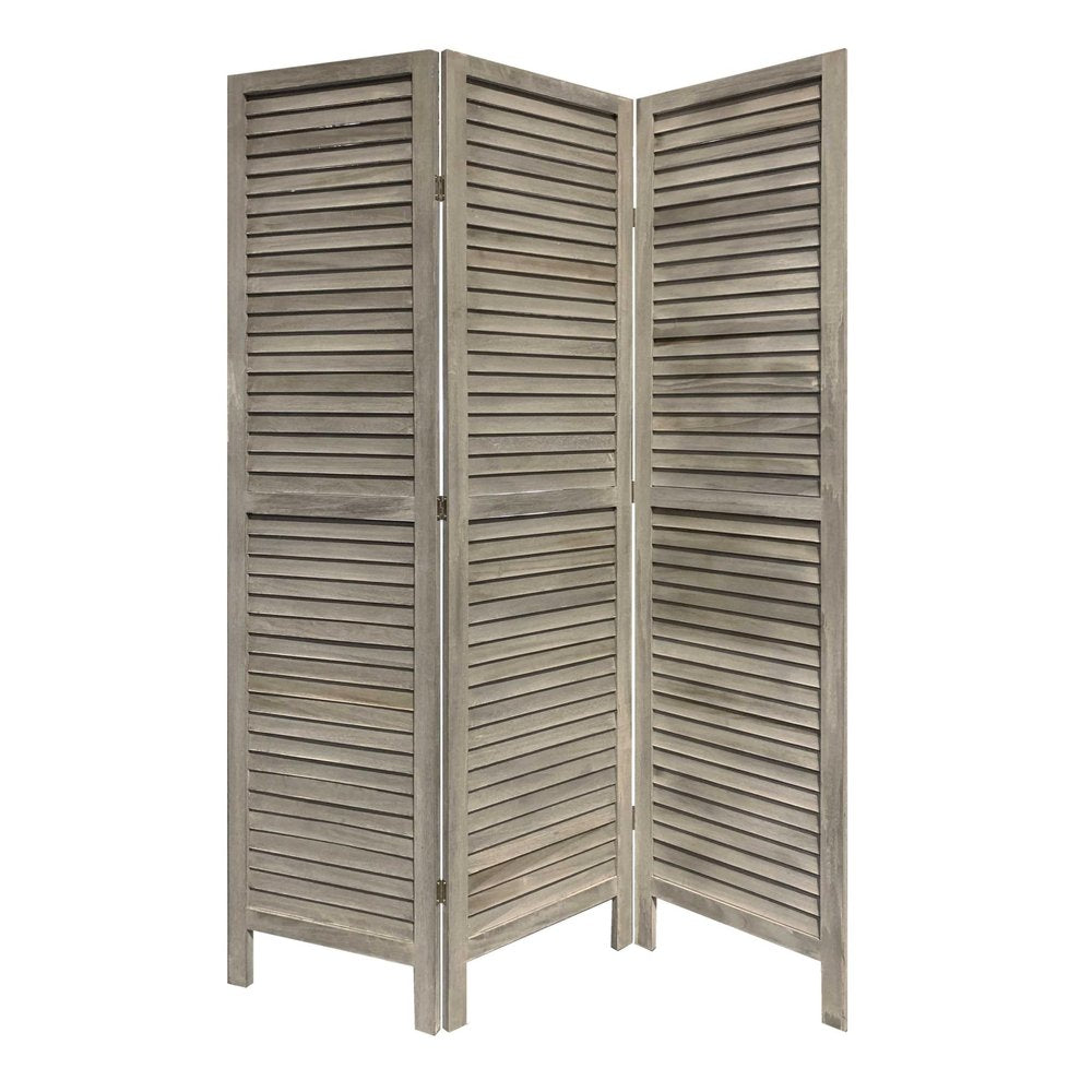 67" Gray Folding Three Panel Screen Room Divider