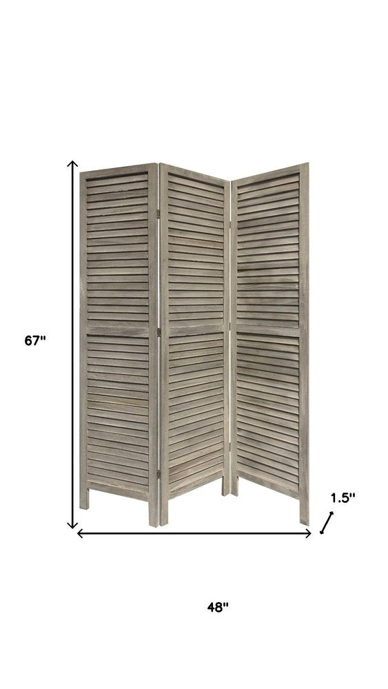 3 Panel Grey Shutter Screen Room Divider