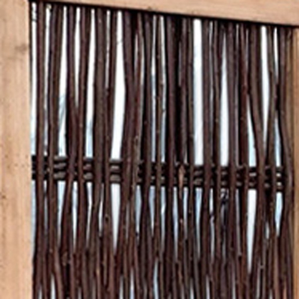 71" Brown Solid Wood Folding Three Panel Screen Room Divider