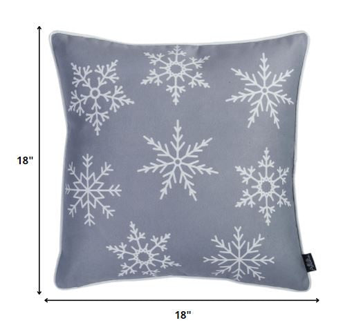 Set Of Four Silver Gray 18" Snowflakes Throw Pillow Covers
