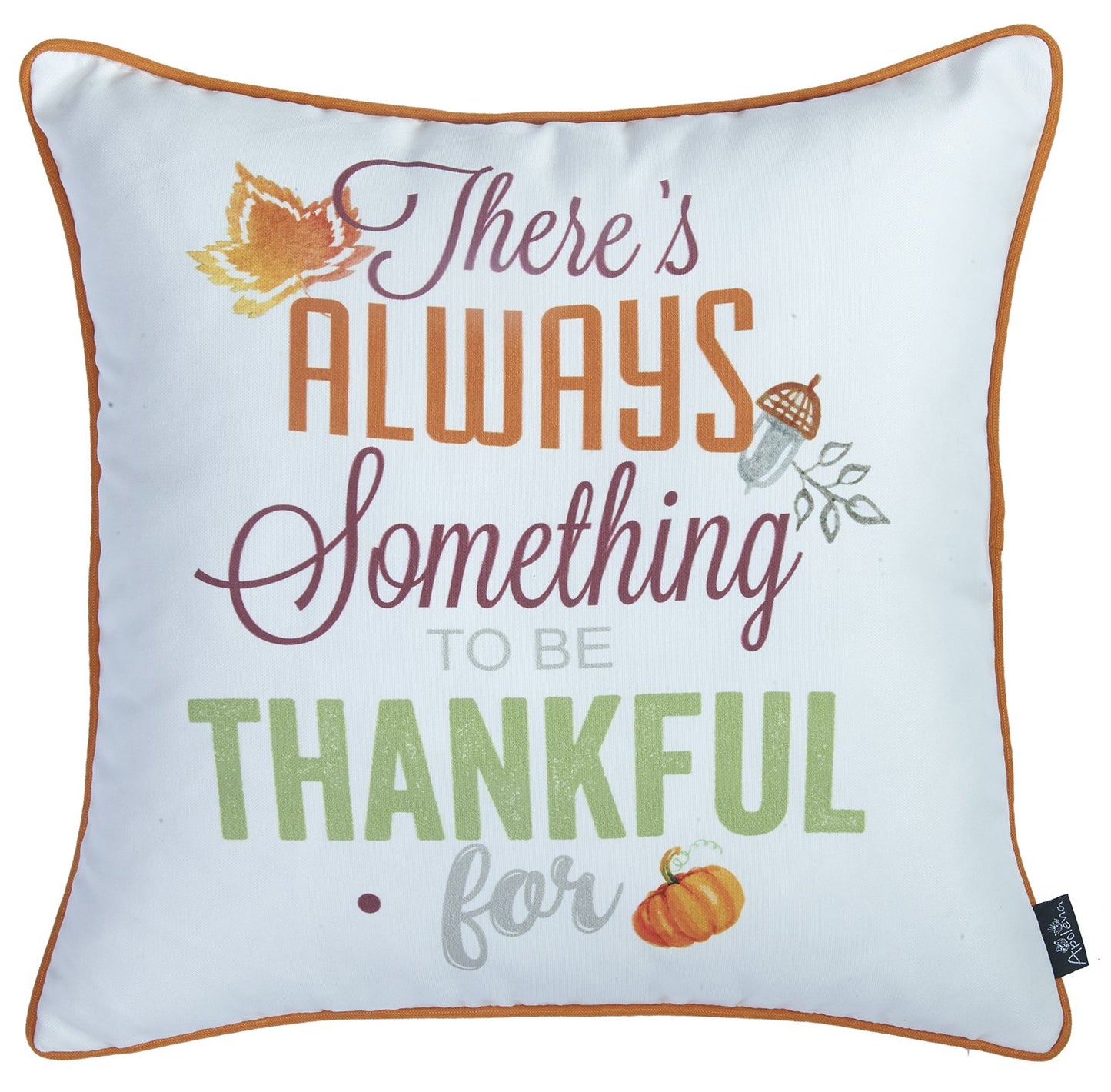 Set of Four 18" X 18" Orange and White Thanksgiving Polyester Pillow Covers