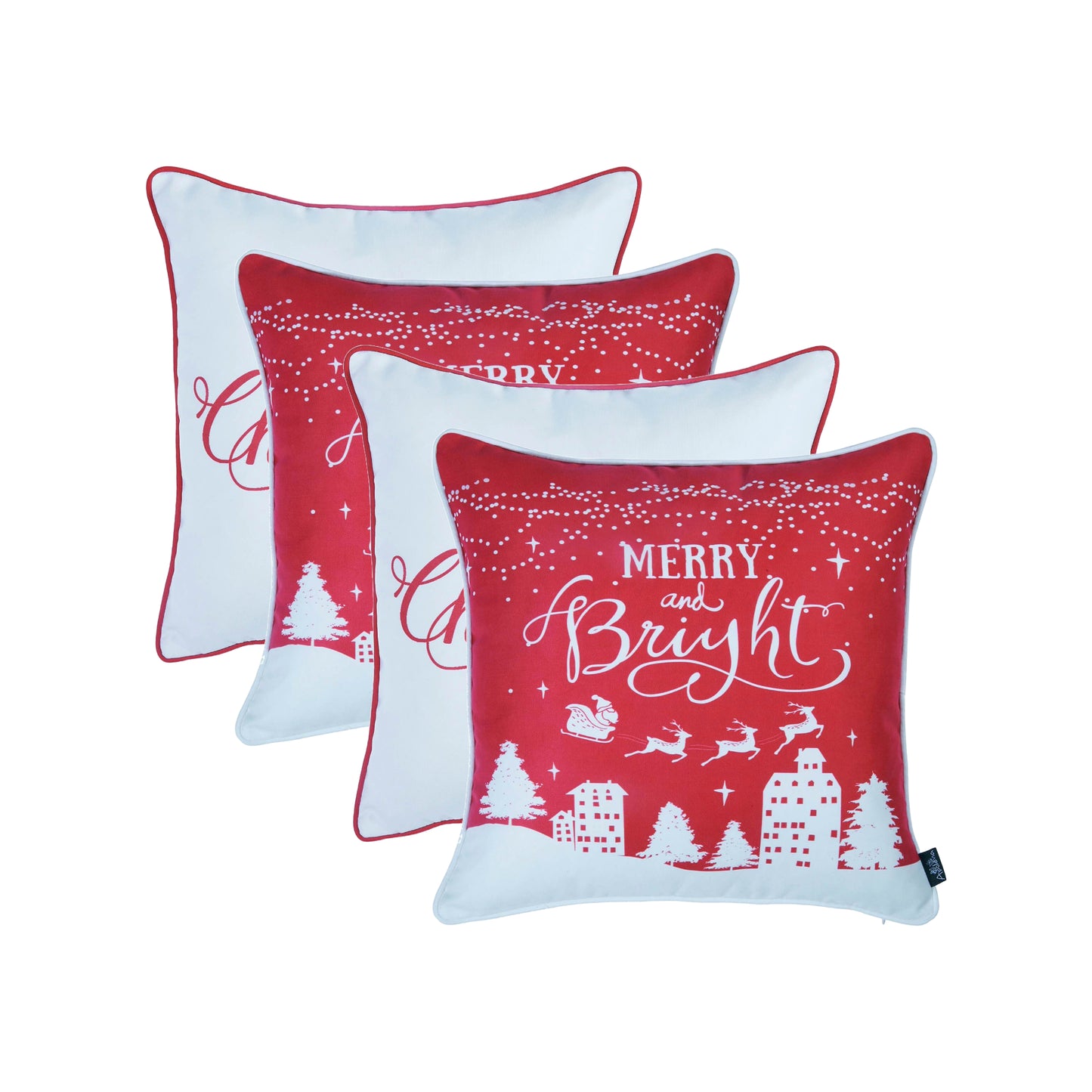 Set Of 4 18" Merry Christmas Gift Throw Pillow Cover In Multicolor