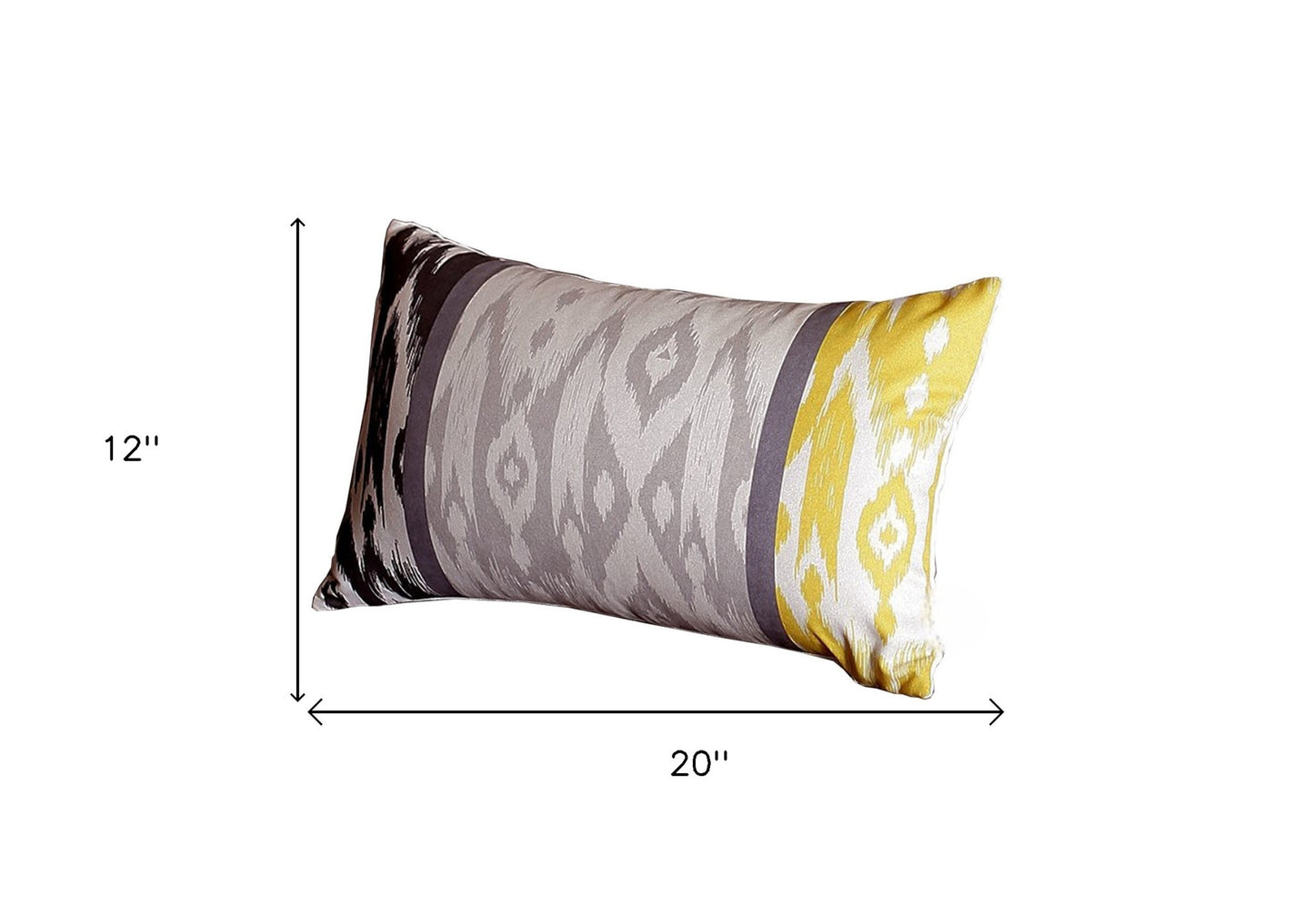 Set Of 4 Gray And Yellow Ikat Lumbar Pillow Covers