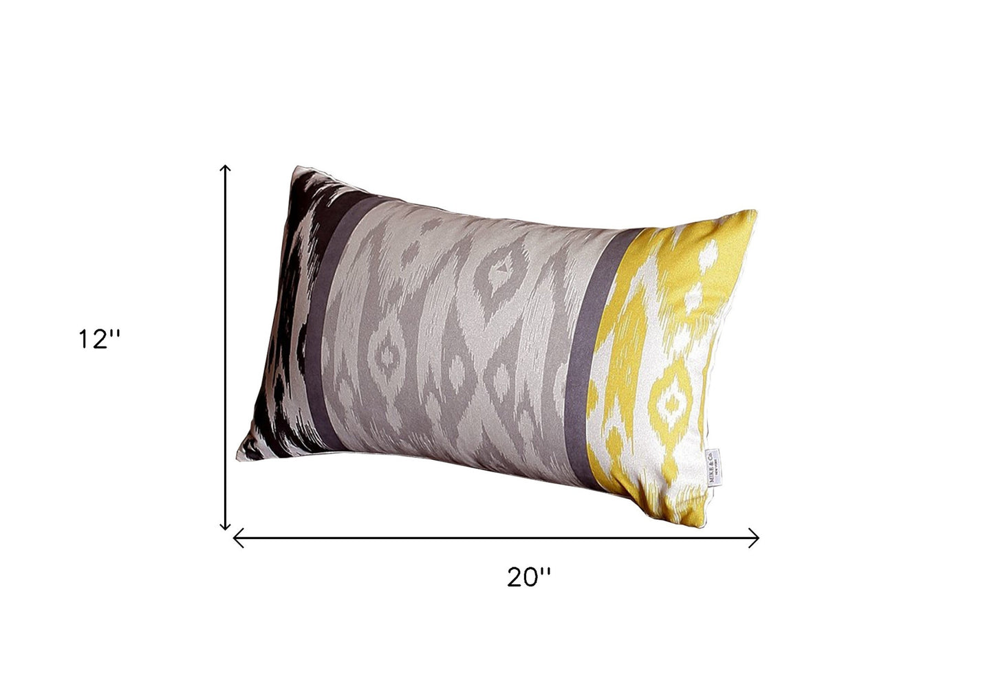 Set Of 4 Gray And Yellow Ikat Lumbar Pillow Covers