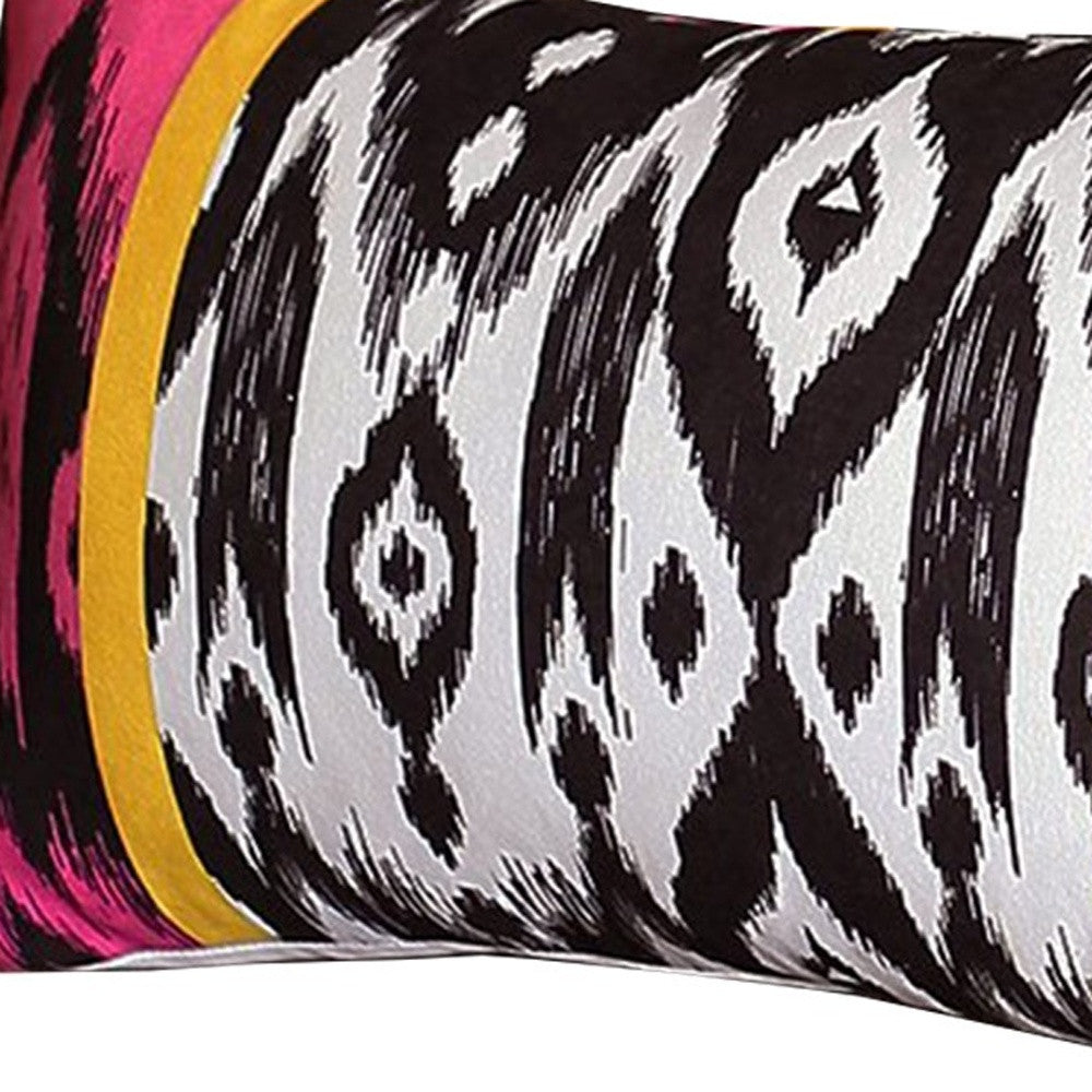 Set Of 4 Purple And Pink Ikat Design Lumbar Pillow Covers