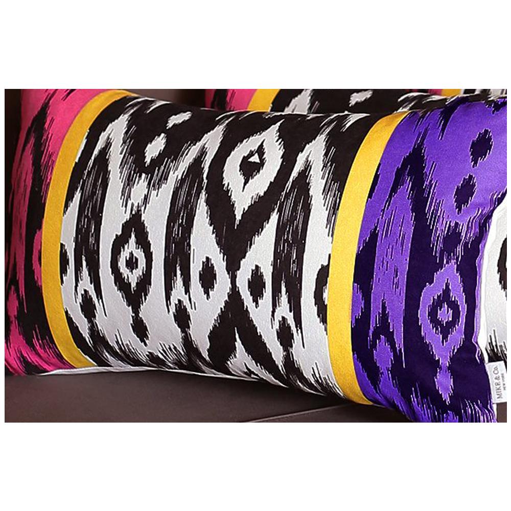 Set Of 4 Purple And Pink Ikat Design Lumbar Pillow Covers