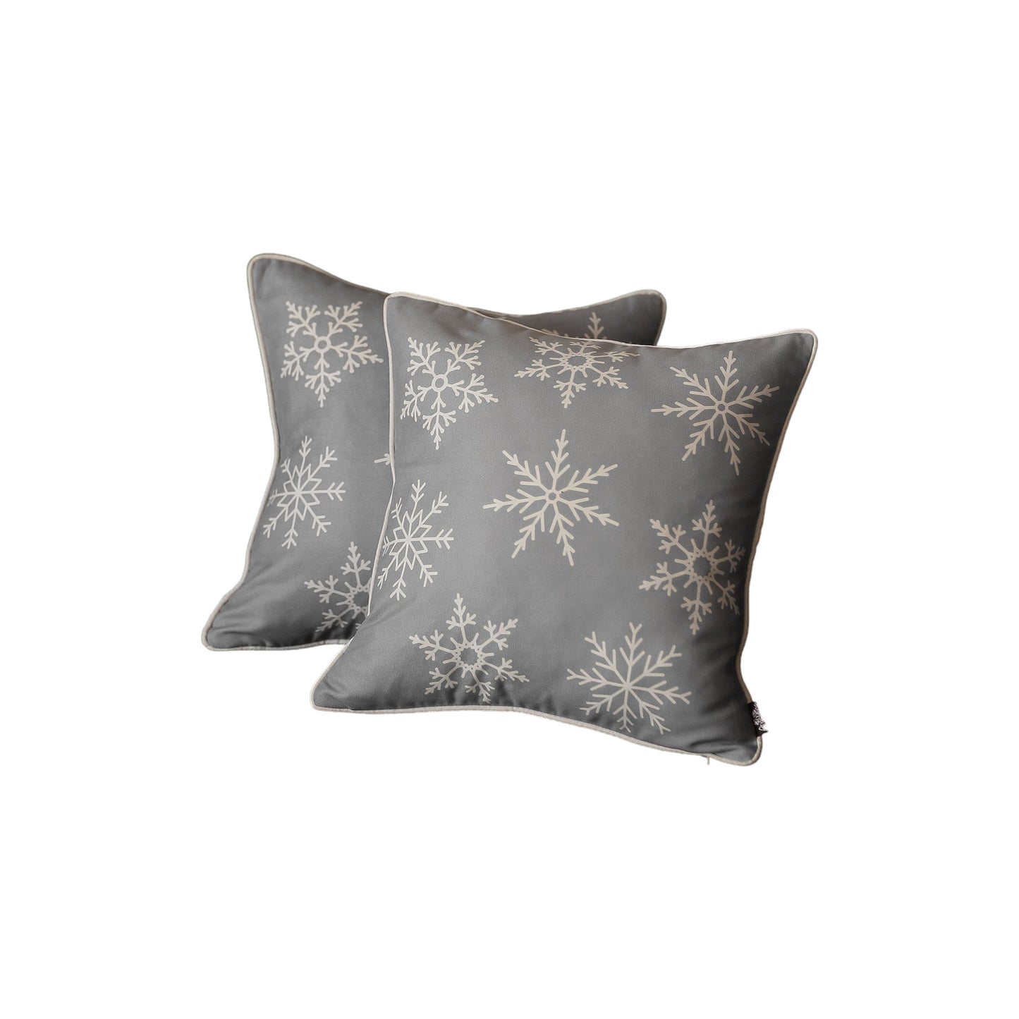 Set Of Two Silver Gray 18" Snowflakes Throw Pillow Covers