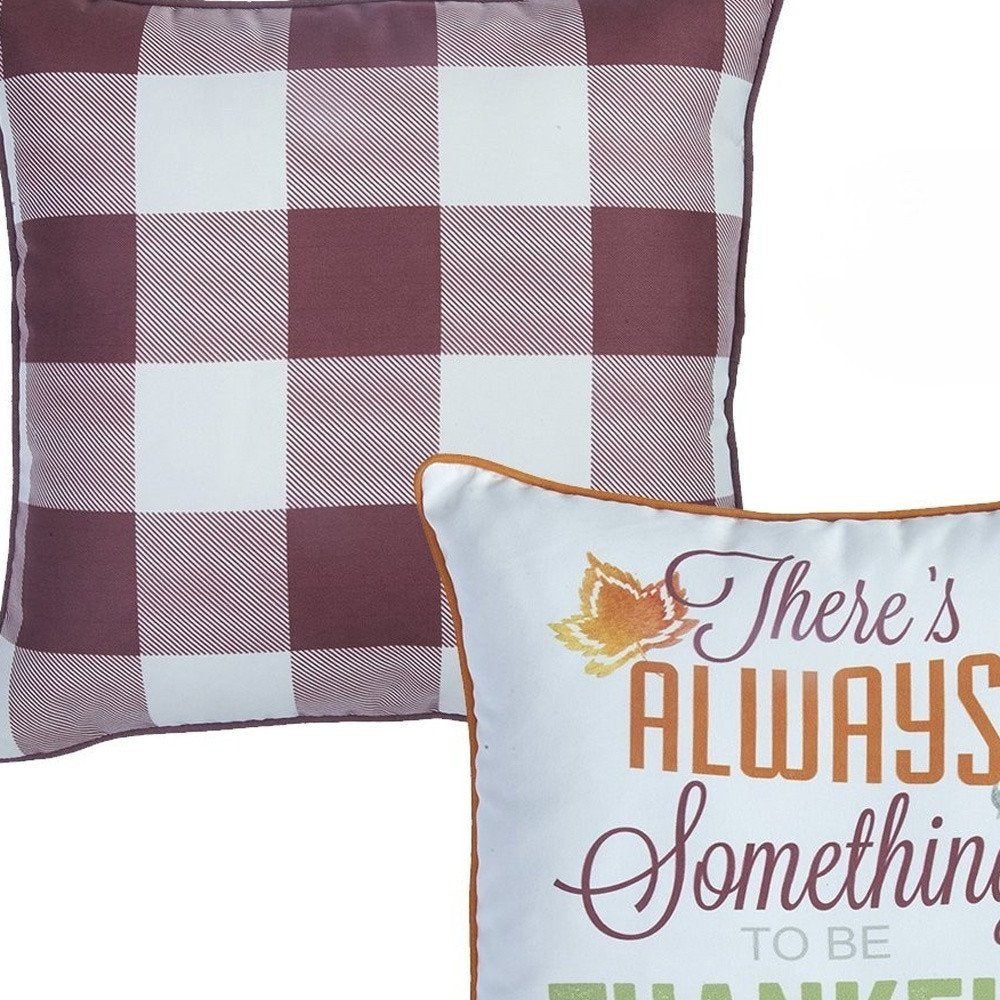 Set of Two 18" X 18" Purple and White Polyester Pillow Cover