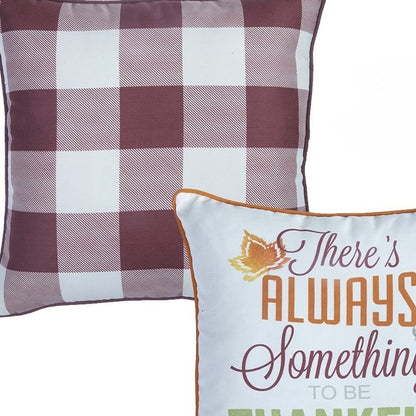 Set of Two 18" X 18" Purple and White Polyester Pillow Cover