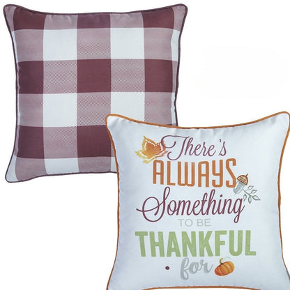 Set of Two 18" X 18" Purple and White Polyester Pillow Cover