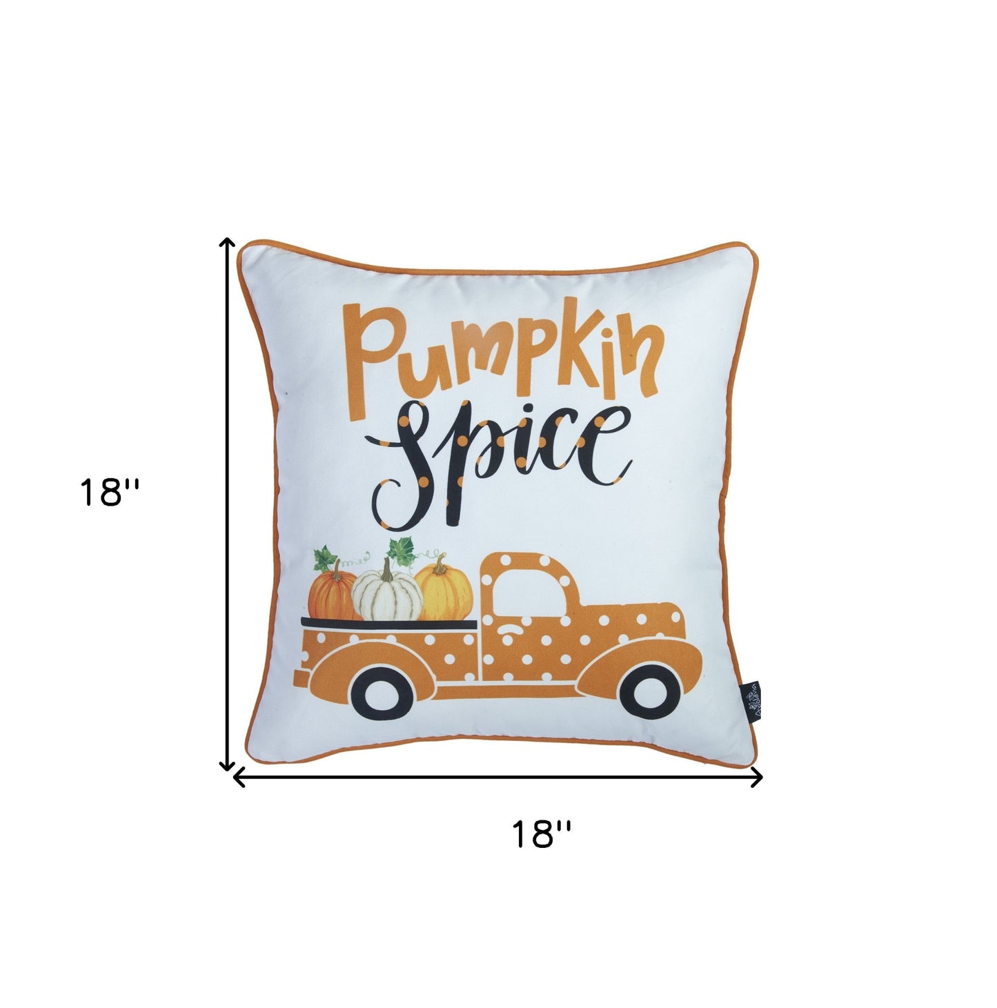 Set of Two 18" X 18" Orange and White Thanksgiving Pumpkin Pillow Covers