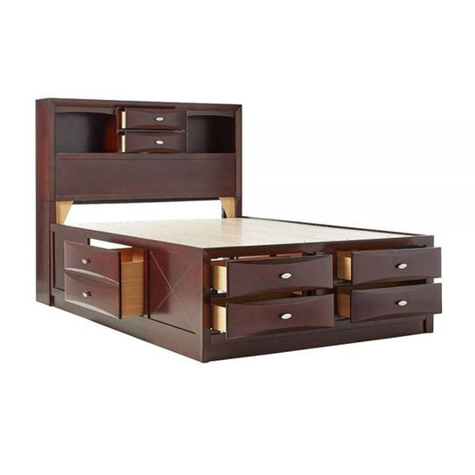 Espresso Wood Full Bed Frame With Drawers