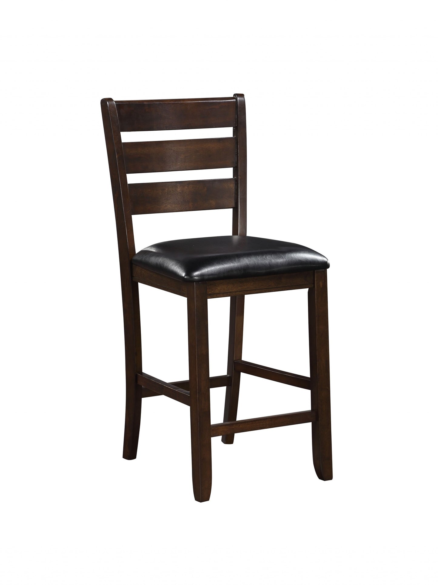 Set of Two Black And Brown Solid Wood Counter Height Bar Chairs