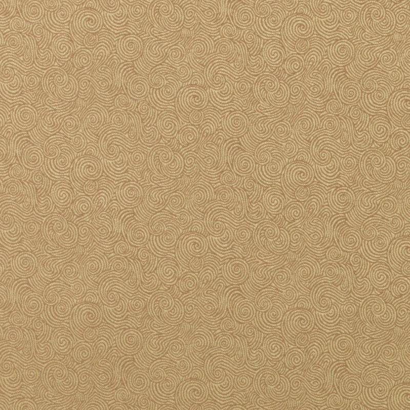 Beige fabric with an all-over tan spiral swirl pattern, decorative quilted-style textile.