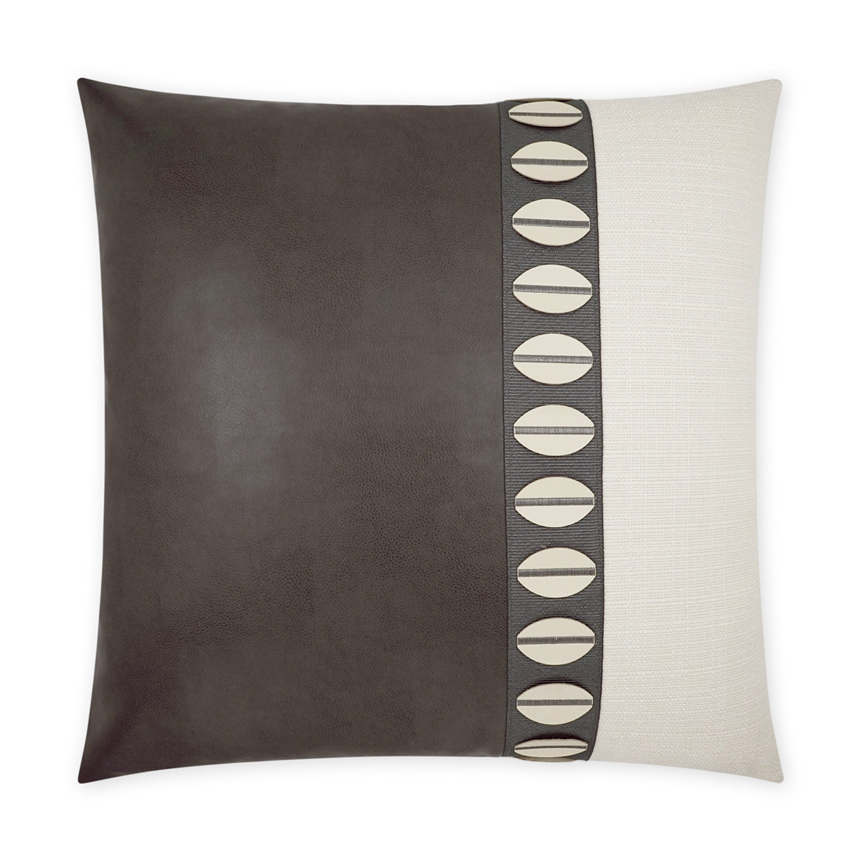 D.V. KAP HOME   24" x 24" Paros Pillow - Ivory Traditional, Band / Ribbon    - 3774-I-2424