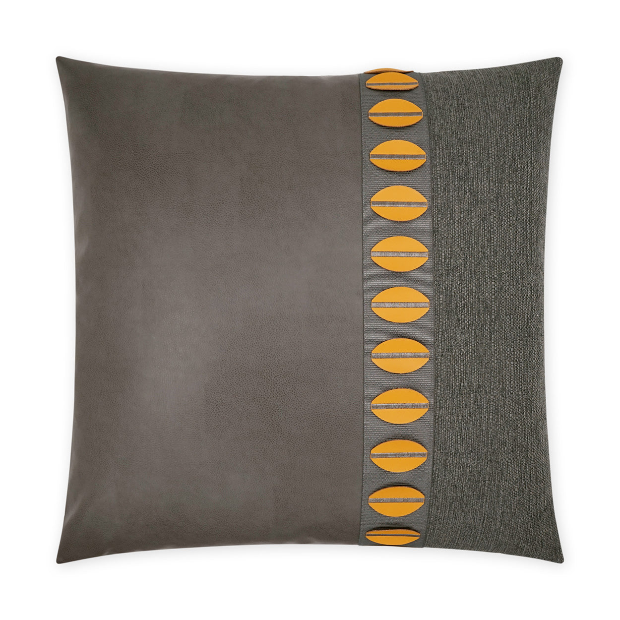 D.V. KAP HOME   24" x 24" Paros Pillow - Mustard Traditional, Band / Ribbon    - 3774-M-2424