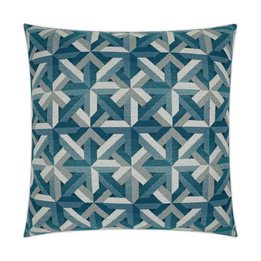 D.V. KAP HOME   24" x 24" Edifice Pillow - Sapphire Modern, Geometric    - 3784-S-2424