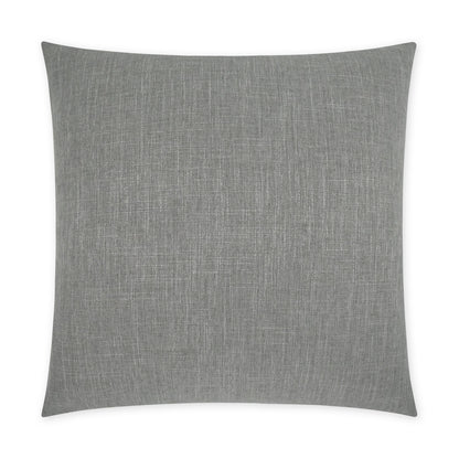 Gray linen-textured square throw pillow for sofa or bed decor.
