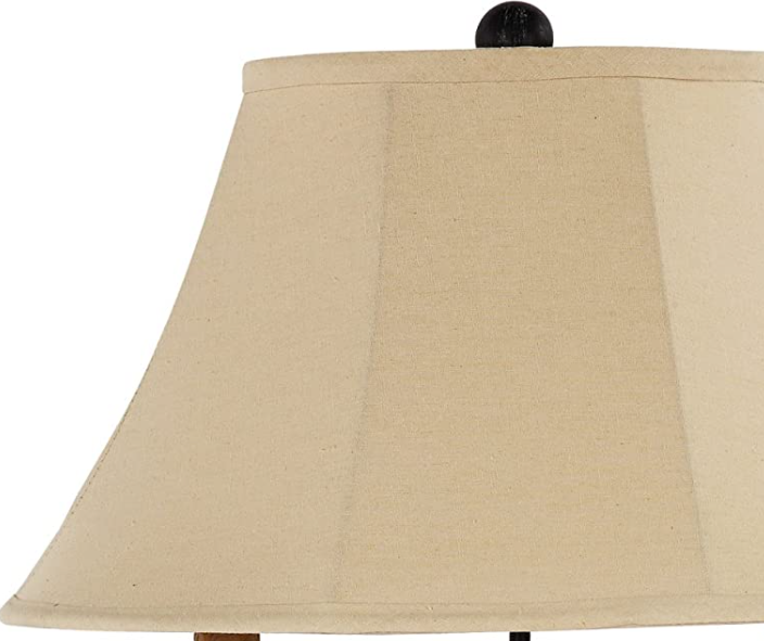 26" Black Metal Three Light Table Lamp With Natural Empire Shade