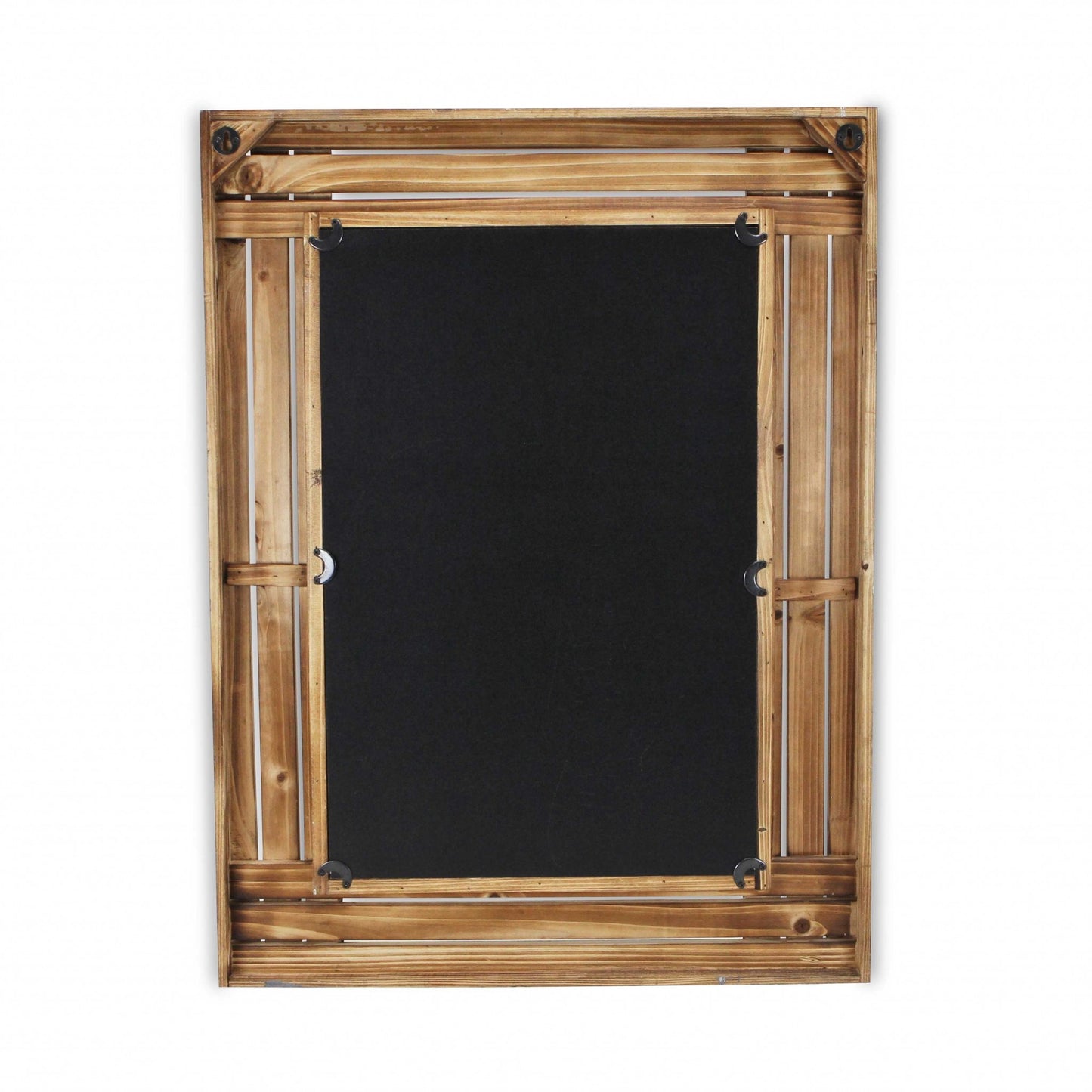 32" Gray Natural and White Wood Framed Accent Mirror