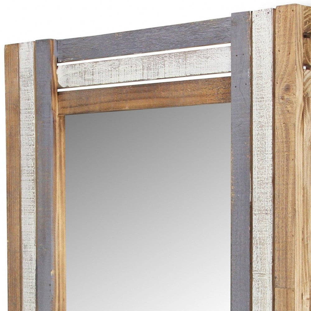 32" Gray Natural and White Wood Framed Accent Mirror