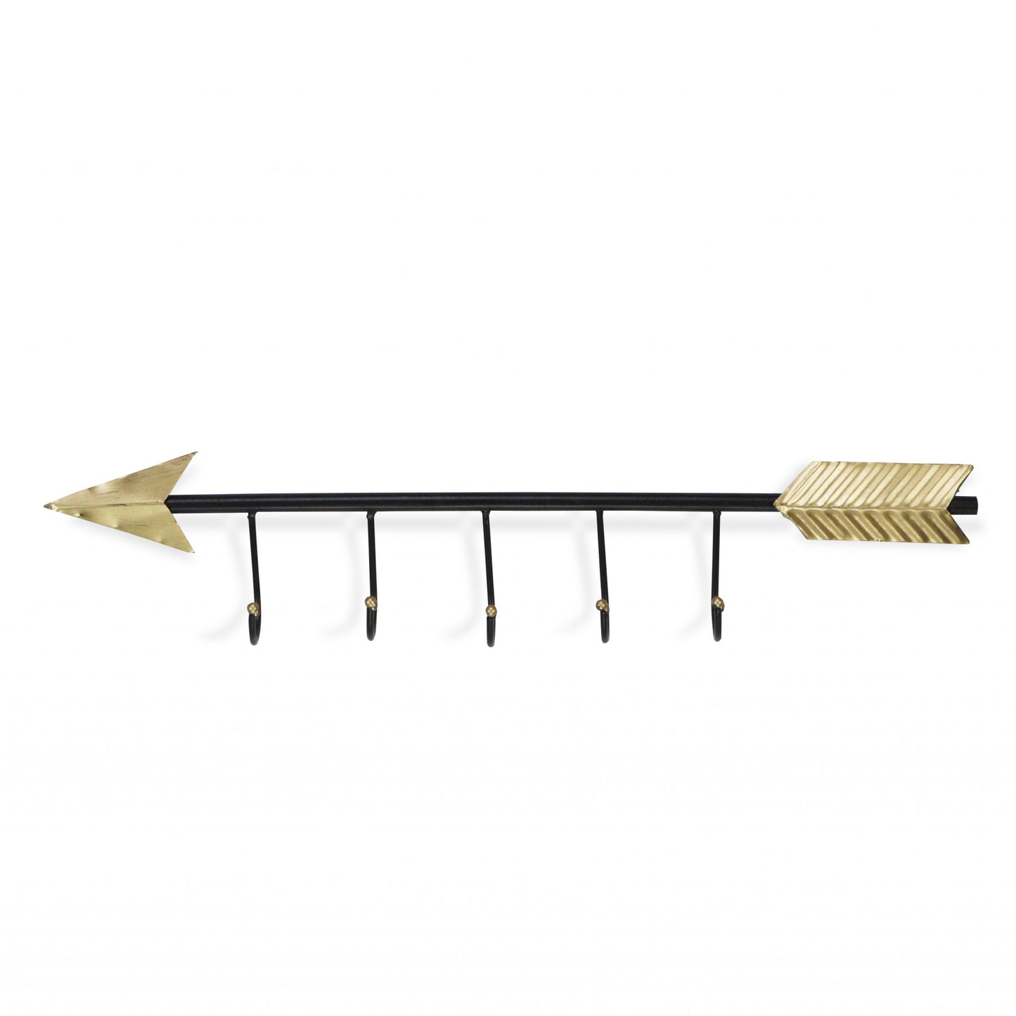 Black And Gold Metal Arrow Design Wall Decor With 5 Hanging Hooks