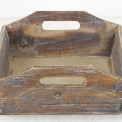 Dark Brown Finish Wood Serving Tray With Handles